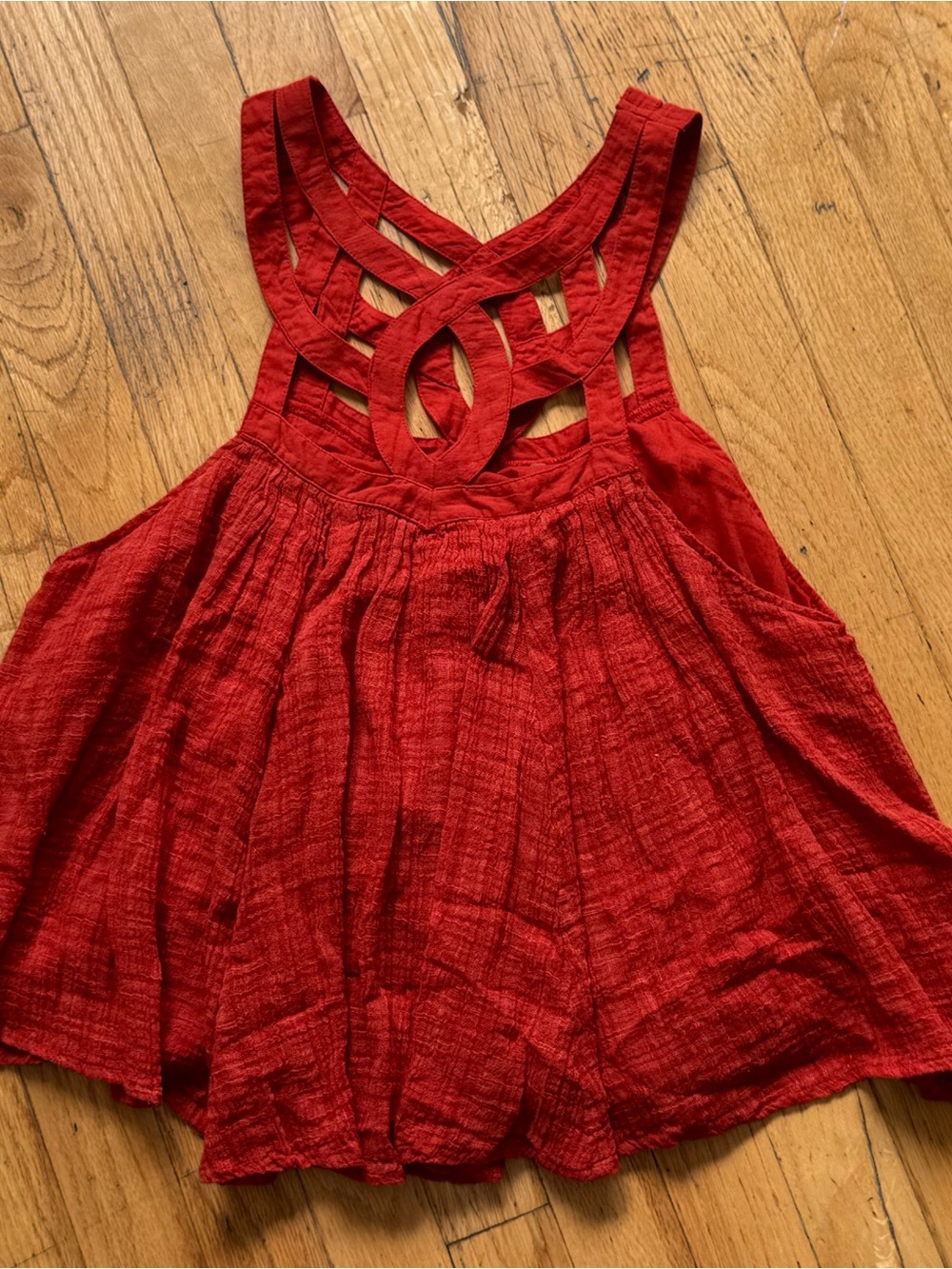 Free People Red Lattice-Back Tank Top